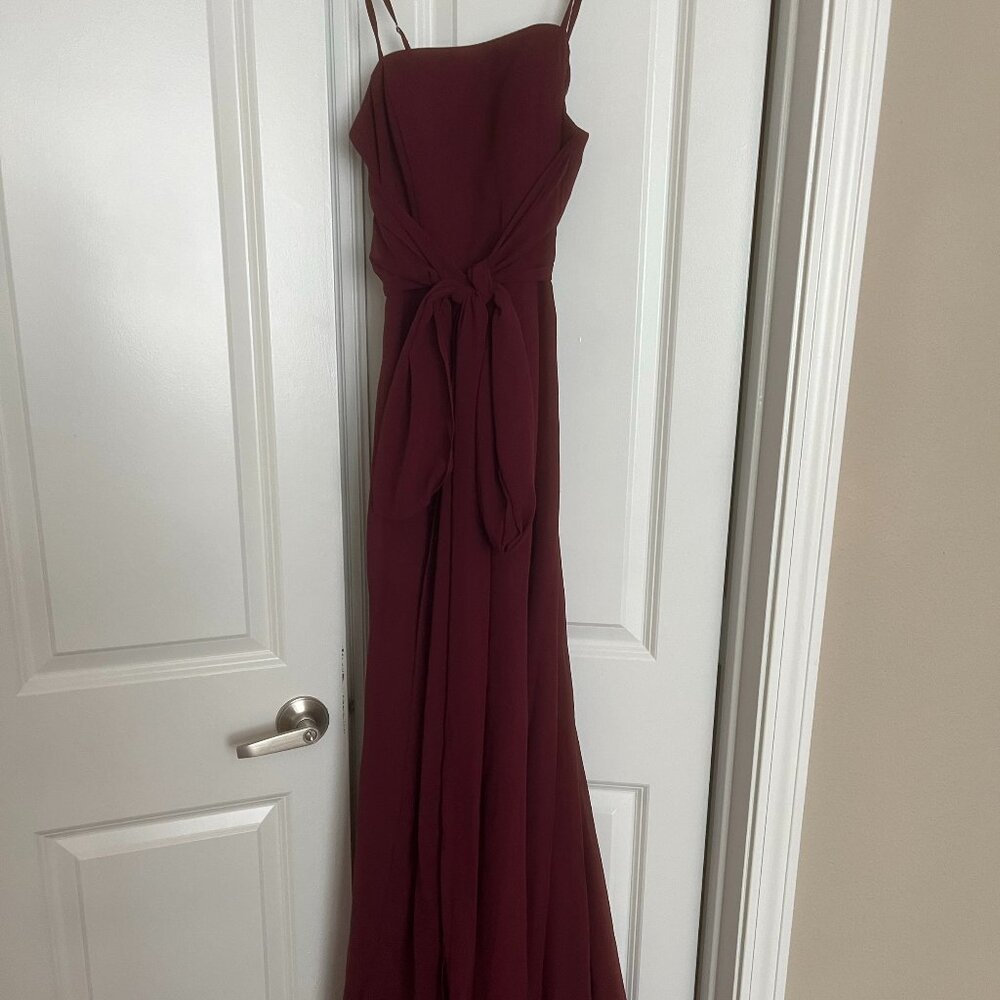 AZAZIE COSETTE Flowy Side Slit Chiffon Long Dress Cabernet
